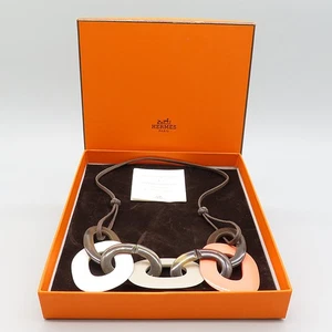 Hermes Orange/Gray/White Color KARAMBA Horn Pendant Necklace - Picture 1 of 4