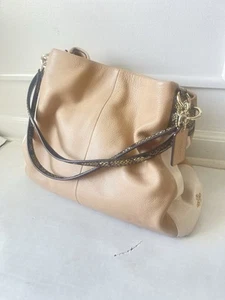 COACH Phoebe Hobo Bag Ivory Tan Python Snakeskin Shoulder Straps Rare - Picture 1 of 10