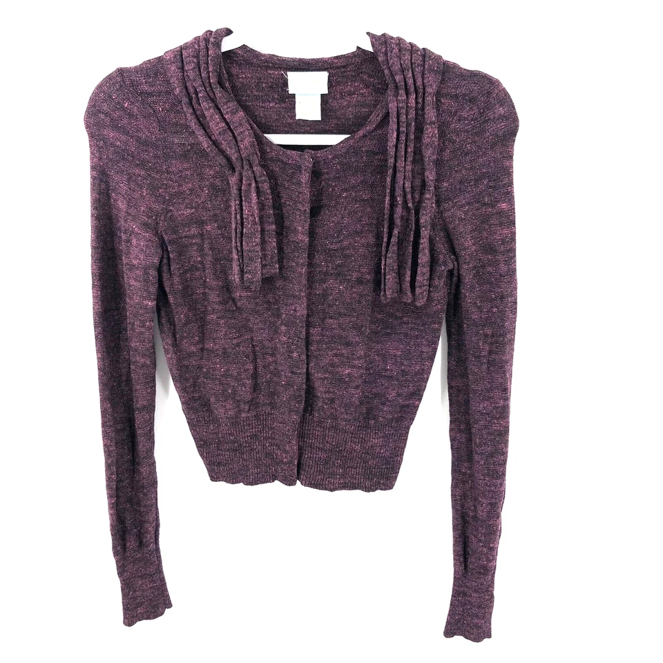 Tracy Reese Linen Wool Blend Cardigan Sweater Womens Size M Cropped Stretch Y2K - Image 1 of 4