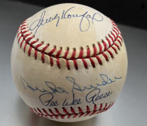 Sandy Koufax, Don Drysdale, Duke Snider & Pee Wee Reese Dodgers Signed Baseball