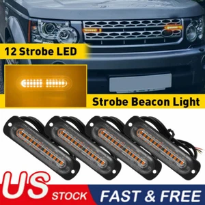 4x 12 LED Strobe Light Bar Car Truck Flashing Warning Hazard Beacon Amber USA - Bild 1 von 9