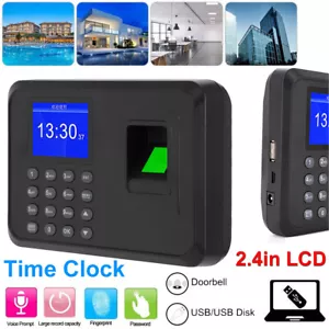 2.4" LCD Biometric Fingerprint Time Clock Password Attendance Machine Recorder - Picture 1 of 8
