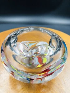 Hand Blown Murano Style Glass Ashtray Tutti Fruity Style Bowl Dish - Picture 1 of 16