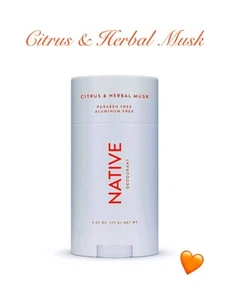 NATIVE DEODORANT~ Stick Citrus & Herbal Musk 🧡 2.65oz - Picture 1 of 5