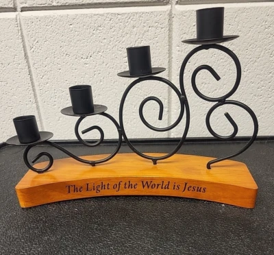 Abbey Press Metal & Wood Tabletop Candelabra Decor Christmas Easter Tapers 10×9  - Image 1 of 4