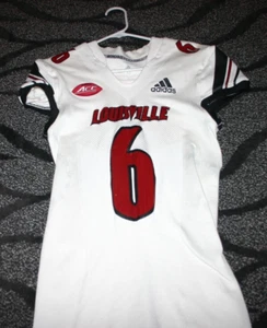 Louisville Cardinals Football Russ Yeast Game used weißes Trikot #6 Medium - Bild 1 von 4