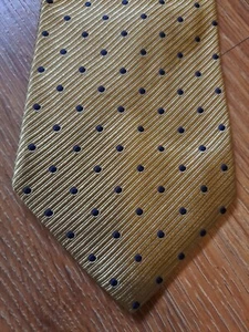 Lord & Taylor Silk Mens Tie Made in USA Polka Dot Gold Blue - Picture 1 of 7