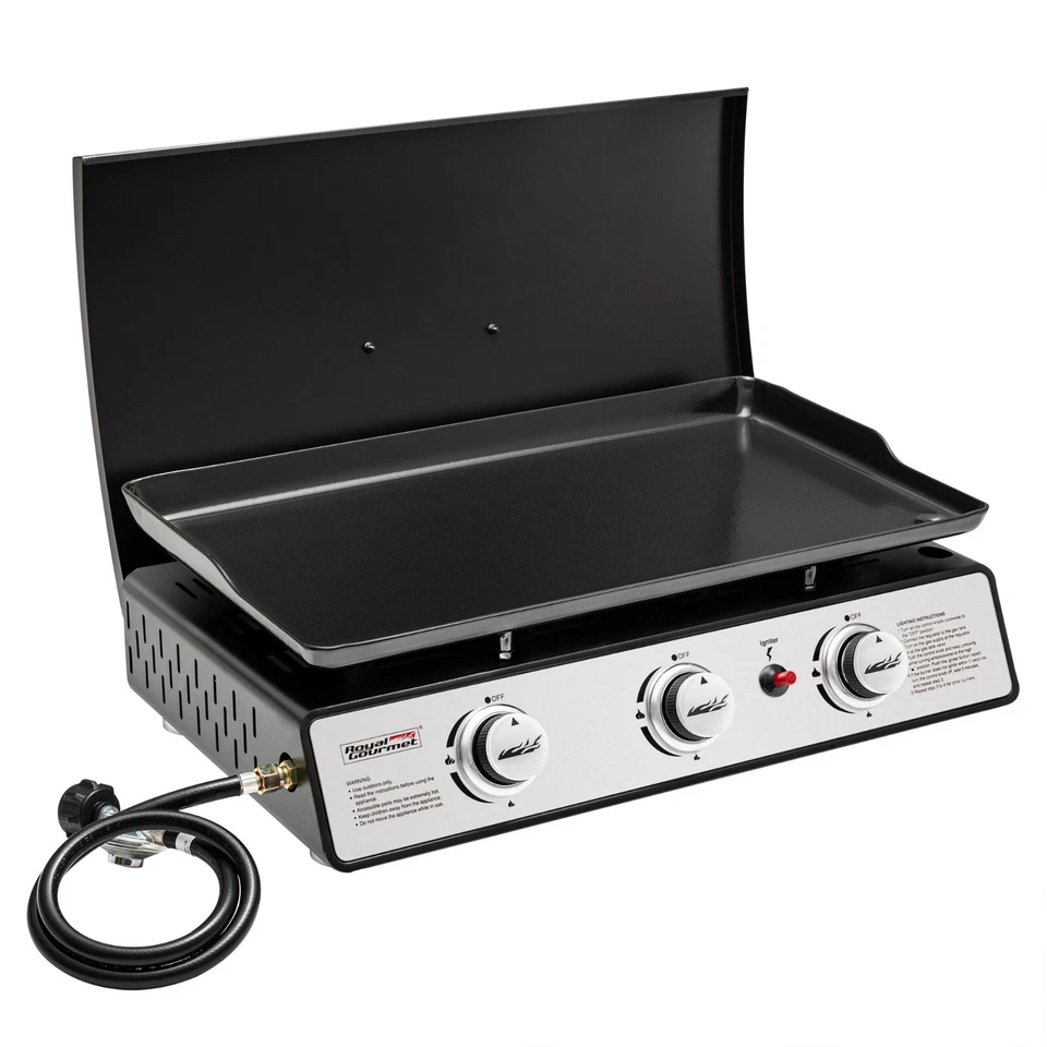 Royal Gourmet Portable 3-Burner Gas Grill Griddle with Top Hard Cover - Image 1 of 4
