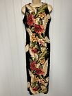 Young Hawaii Sleeveless Back Zip Floral 20" Side Slits Maxi Sheath Dress Size M