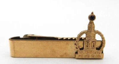 THE TRAVELERS MEN'S CLUB 1/20th 10K YELLOW GOLD FILL & SAPPHIRE TIE CLASP  - Image 1 of 4