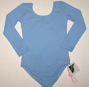 Sansha Signature Suzanna Leotard Bodysuit Long Slv LS Scoop Blue New Girl - Picture 1 of 9