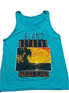 Sun Sportswear Shirt Mens XL Teal Mariana Islands Single Stitch Tank Top USA VTG