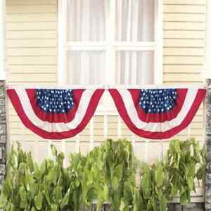 Set of 2 4th of July Patriotic Stars & Stripes Porch Patio Fence Bunting