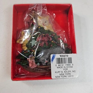 Kurt Adler Ornament Cats & Christmas Tree Resin W8270 - Picture 1 of 5