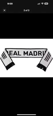 Exclusiva bufanda del equipo Adidas del Real Madrid blanca y negra UEFA Champions League NUEVA Foto 1 de 2