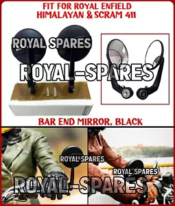 "BAR END MIRROR, BLACK" Fit For Royal Enfield Himalayan & Scram 411 - Picture 1 of 19