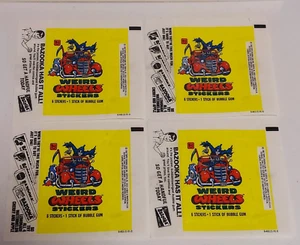4 Different Weird Wheels Sticker Card Wrappers Topps 1990 - Picture 1 of 5