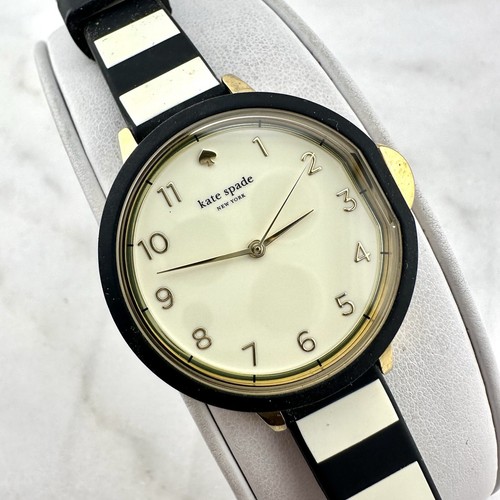 Orologio donna Kate Spade Park Row a righe nero beige KSW1313 batteria nuova