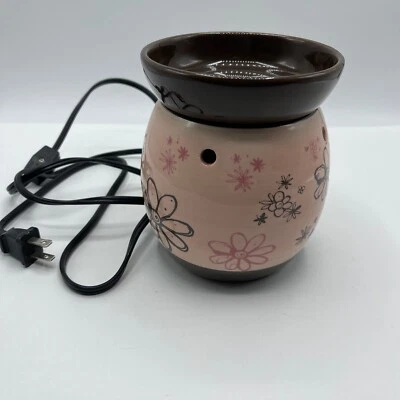 Calentador de cera tamaño completo SCENTSY Doodle Bud flores rosa y marrón retirado DSW-DBUD Foto 1 de 4