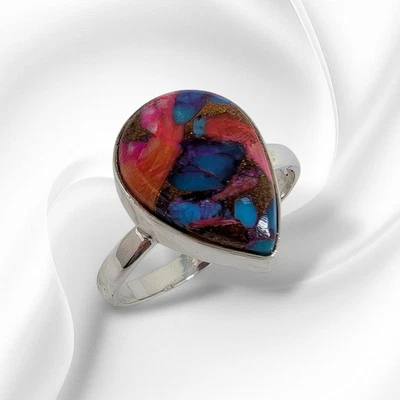 Solid 925 Sterling Silver Women's Ring With Authentic Dahlia Copper Turquoise  - Image 1 of 4