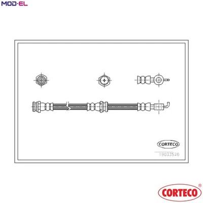 BRAKE HOSE 19033526 FOR KIA SEPHIA MENTOR/SHUMA CARENS SPECTRA/II T8/TED 1.8L - Imagem 1 de 4