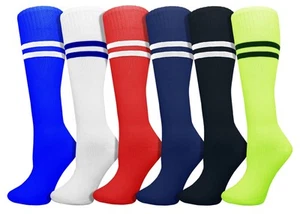 Kids Soccer Socks 6 Pairs for Boys Girls Youth Knee High Athletic Sports Fo - Picture 1 of 9