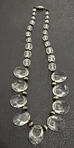 Vintage Art Deco schwarz/klar Kristall abgestuft Perlen Halskette 18 Zoll - Bild 1 von 10