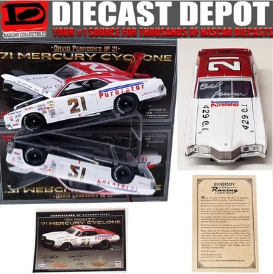AUTOGRAPHED DAVID PEARSON 1971 #21 PUROLATOR 1/24 MERCURY CYCLONE - Image 1 of 3