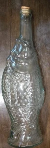 Vintage 133/8" Fischform Klar L Glas Weinflasche leer mit Korken - Bild 1 von 11