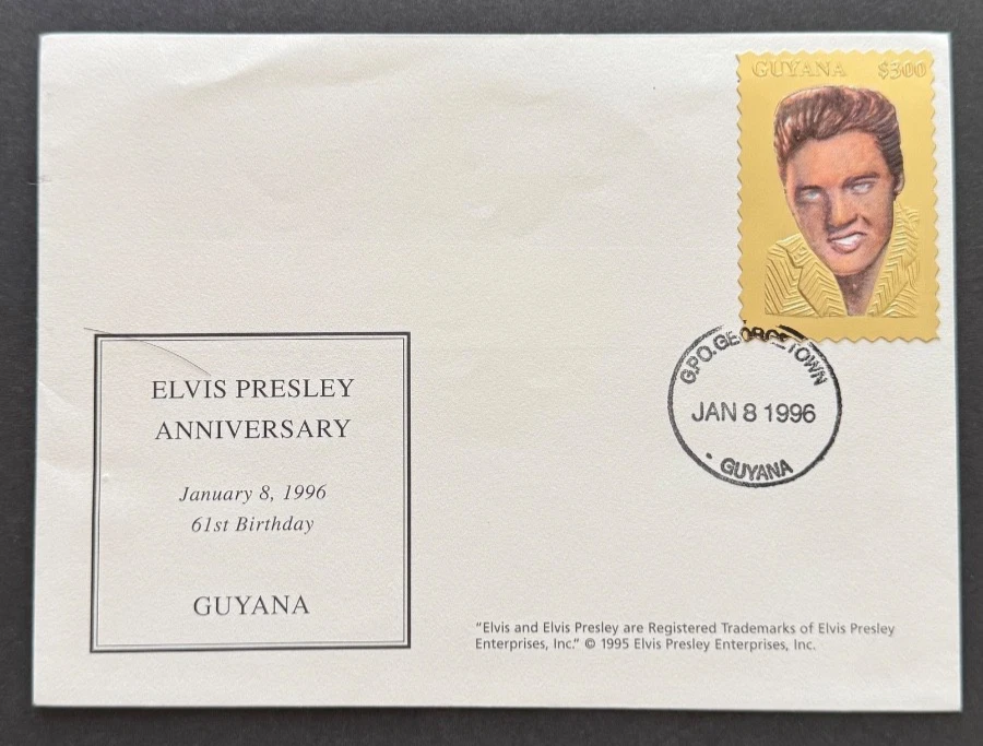 AtoZ. Guyana Elvis Presley Gold Foil Stamp on Birthday Anniversary 1996 - Image 1 of 1