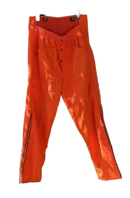 Men's Orange Hunting Pants Size Medium Lined Zipper Legs Belt or Suspenders READ - Image 1 of 4