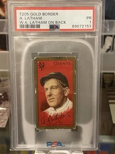 1911 T205 bordo oro A. Latham W. A. Latham sul retro PSA 1 variante - Foto 1 di 2