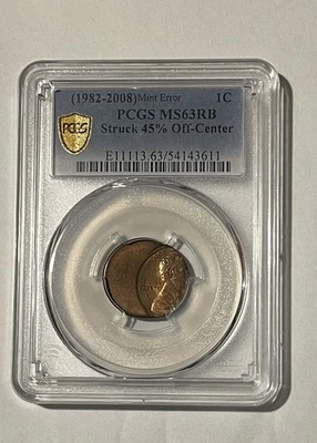 Mint Error 1982 -2008 Struck 45% Off Center PCGS Graded MS63RB  !! Cash Back !! - Image 1 of 2
