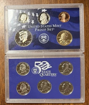 2001 U.S. Mint Proof Set +State Quarters 14-Coin Set w/Box & COA Cameo Mirrors! - Image 1 of 4