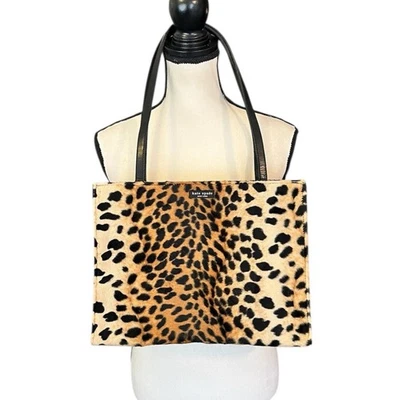Vintage 90s Kate Spade New York Faux Fur Leopard Print Structured Shoulder Bag - Image 1 of 4