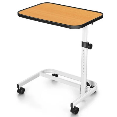 Overbed Table Portable Bedside Table Adjustable Hospital Bed Table-Natural - Image 1 of 4