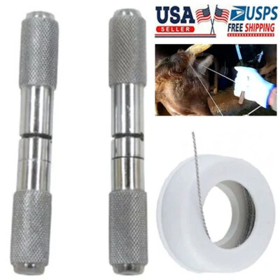 ZIYUANMOTOR OB/ Dehorning Saw Handles and Wire 40 Feet Rust Restistant Dehorn Horns