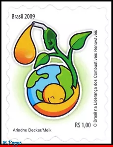 3065 BRAZIL 2009 RENEWABLE FUELS, ENVIRONMENT, SCIENCE, RHM C-2772, MNH - Picture 1 of 2