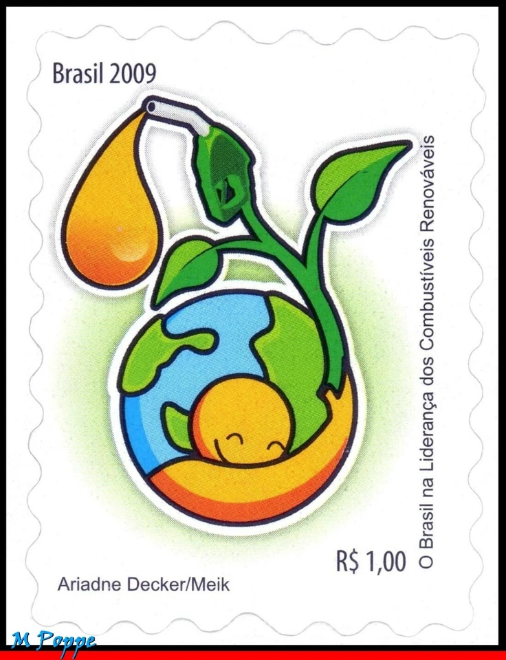 3065 BRASIL 2009 COMBUSTIBLES RENOVABLES, MEDIO AMBIENTE, CIENCIA, RHM C-2772, MNH Foto 1 de 2