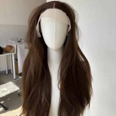 LOVELY ALICE Light Brown T Lace Frontal Wigs Long Straight Heat Resistant Hair Synthetic Soft
