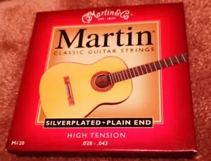 Martin Silverplated Classical Guitar Strings 28-43 High Tension Plain End - M120 - Picture 1 of 1