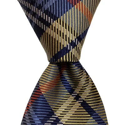 CLUB ROOM Corbata Ajustada Para Hombre Diseñador Cuadros Azul/Verde/Naranja Nueva con Etiquetas $55 Foto 1 de 3