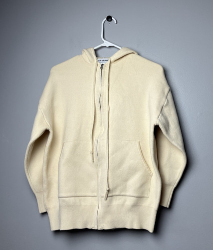 OFF WHITE CARDIGAN DONNA COTONE EMPORIO ZIP DAVANTI FELPA CON CAPPUCCIO AVORIO TAGLIA XS