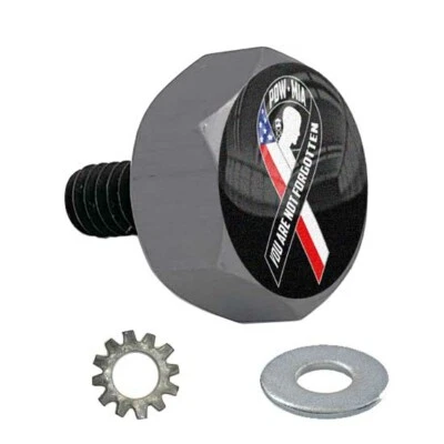 Gris Gunmetal - Perno de asiento hexagonal de aluminio Billet para Harley - Cinta de bandera de EE. UU. Pow Foto 1 de 4