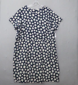 Old Navy Dress Plus 4X Blue Floral Daisy Knit Sheath Ponte Knit Comfort Zip NWT - Picture 1 of 11