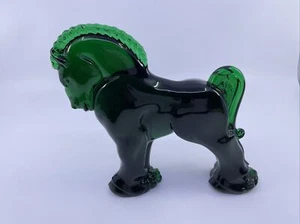 Heisey / Mosher Green Glass Clydesdale Horse Figurine. Heisey Club 2000 - Picture 1 of 8