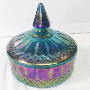 Vintage Indiana Carnival pink blue Princess glass dish - Picture 1 of 8