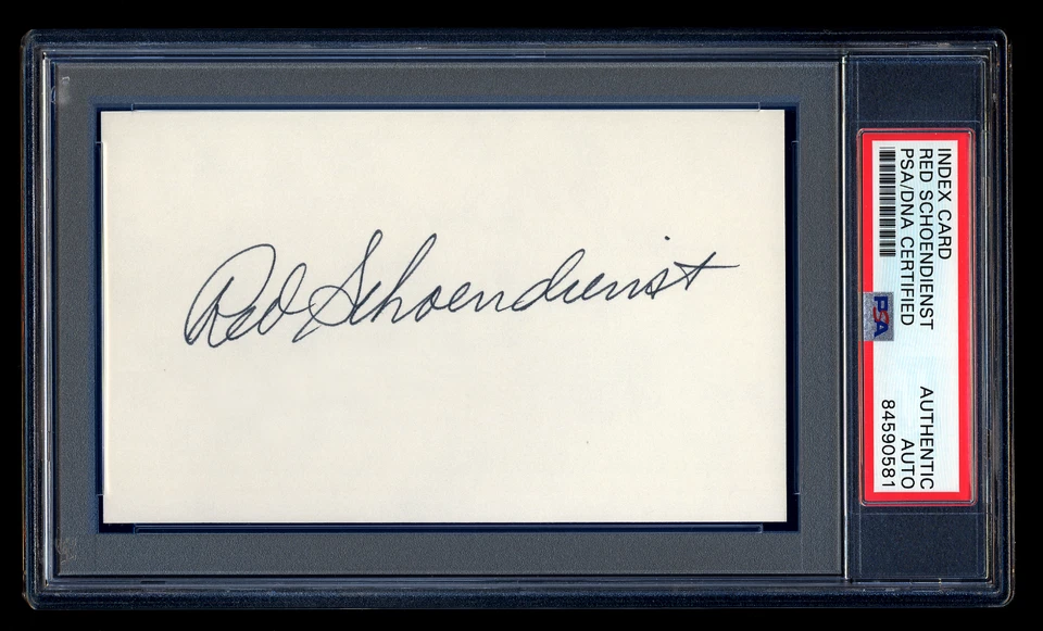 RED SCHOENDIENST SIGNED MINT INDEX CARD PSA/DNA AUTOGRAPHED CARDINALS WSC HOF - Image 1 of 1