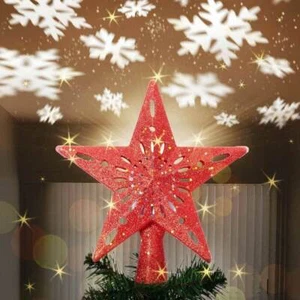 Puntale Proiettore LED per Albero di Natale Forma Stella Rosso Gioco di Luce - Foto 1 di 5