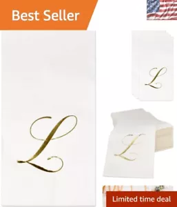 Elegant Gold Foil Napkins Monogram L - Perfect for Weddings & Celebrations - Picture 1 of 9